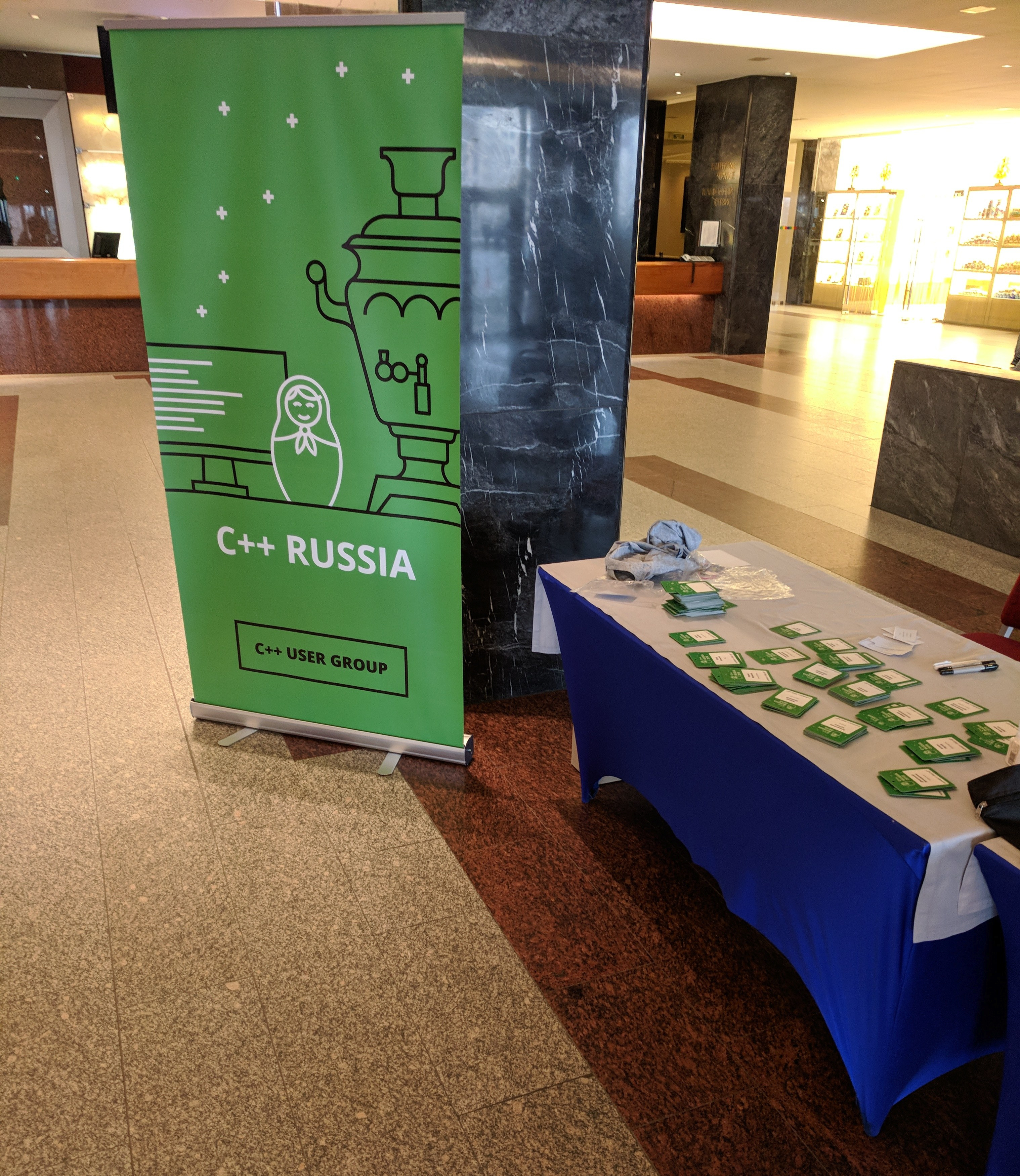 The C++ Russia registration table ready for attendees