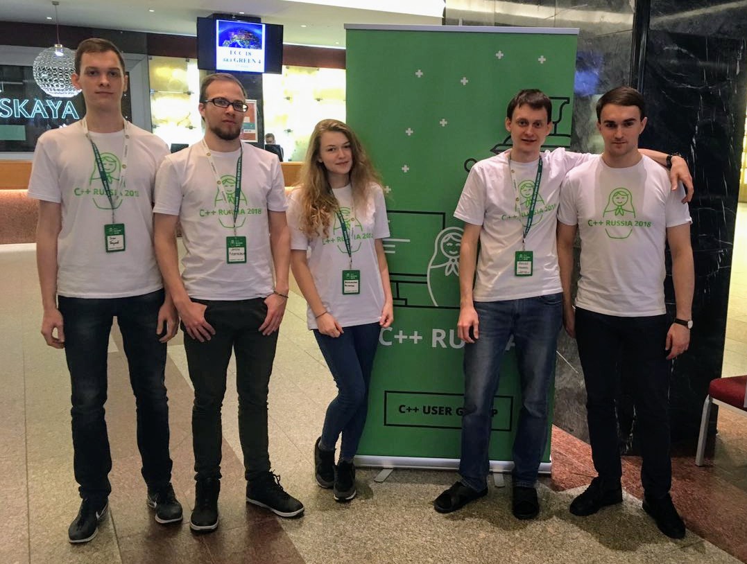Five volunteers at C++ Russia 2018