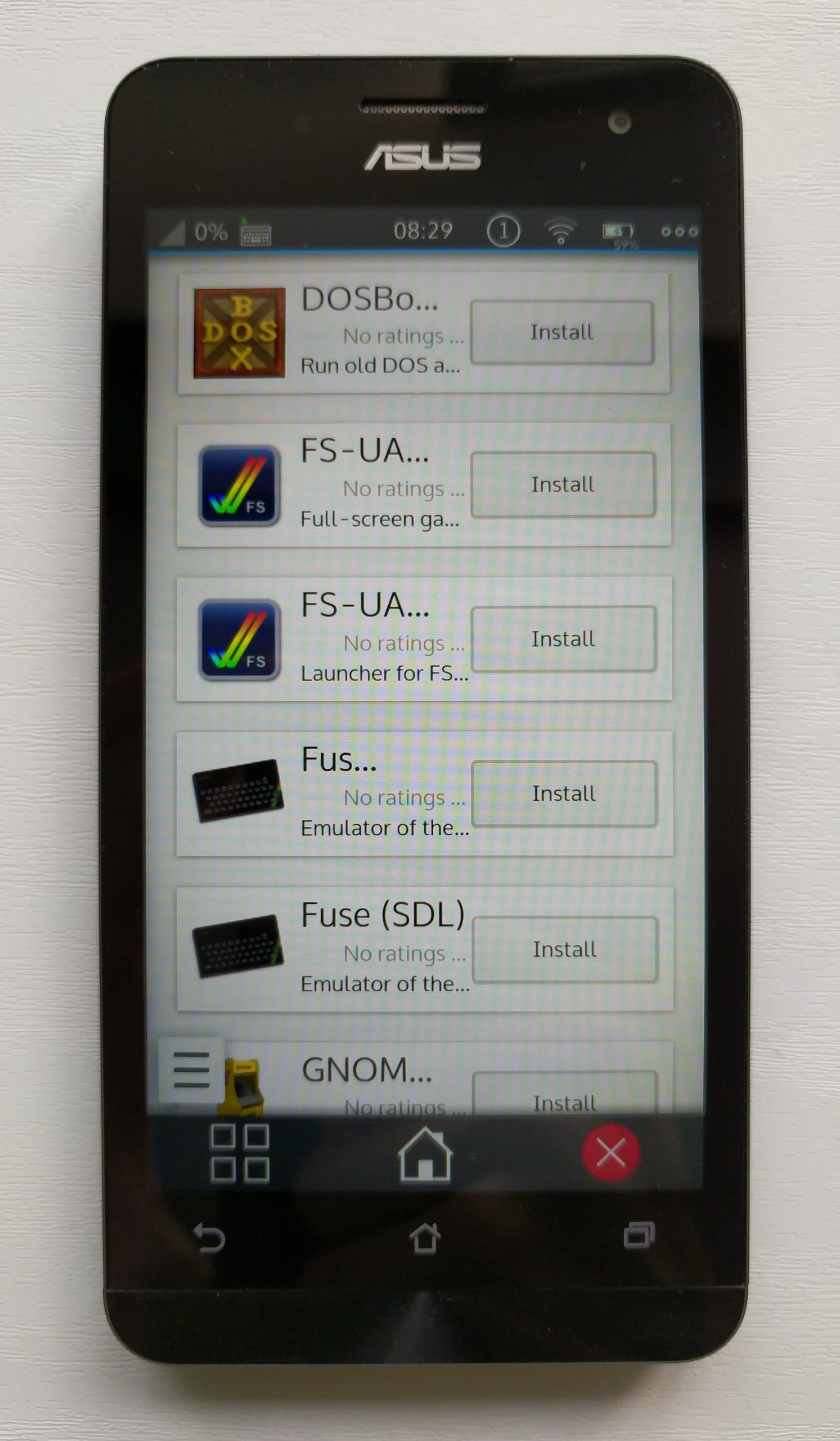 Discover (software center) running on a Plasma Mobile phone