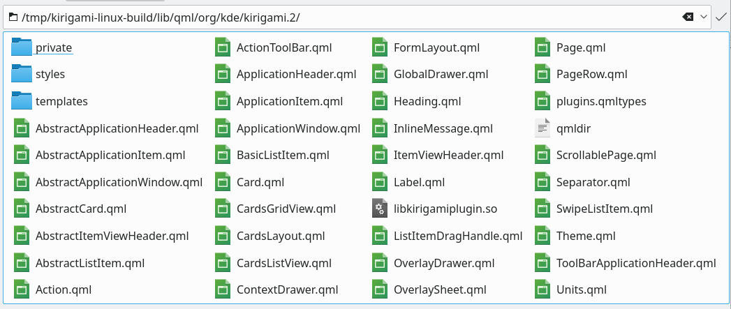 Kirigami QML module files in a file manager