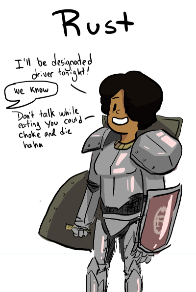 Cartoon knight representing the Rust programming language