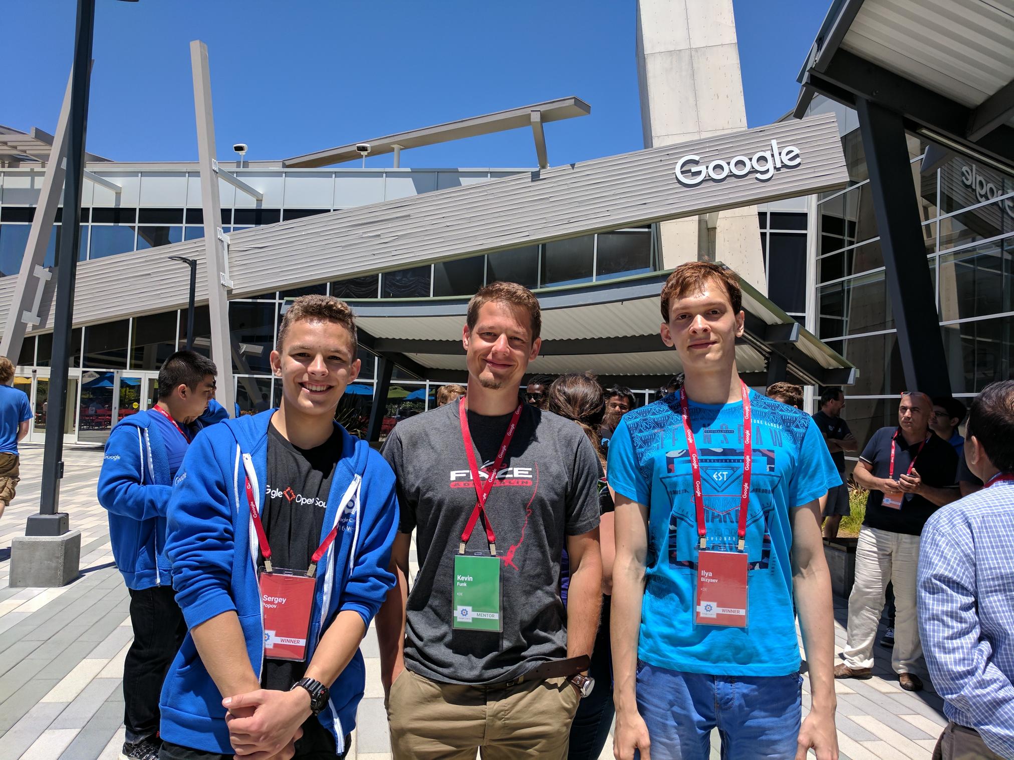 Sergey Popov, Kevin Funk and Ilya outside Google headquarters