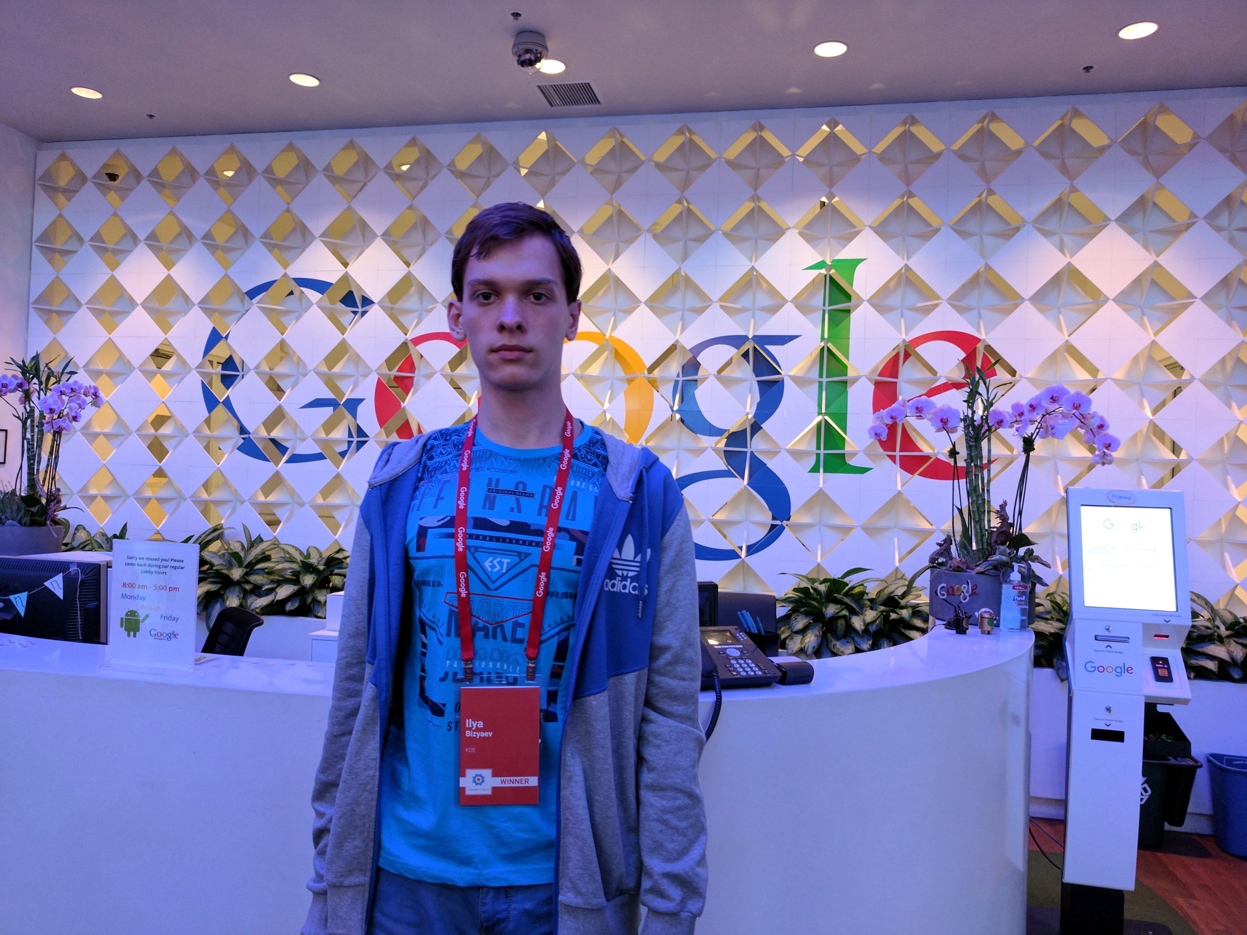 Ilya at Google headquarters as a Google Code-in winner
