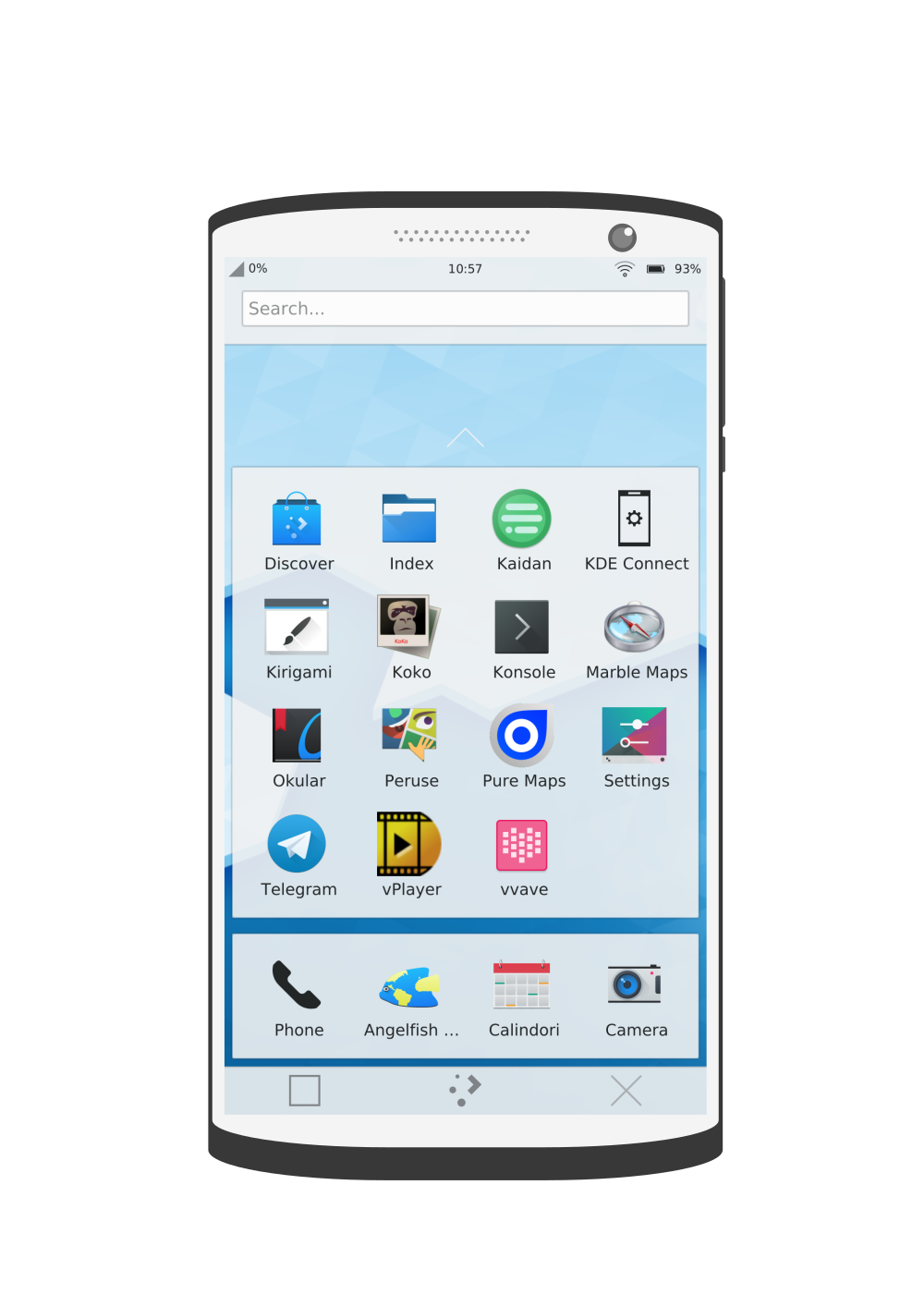 Plasma Mobile application launcher on a phone